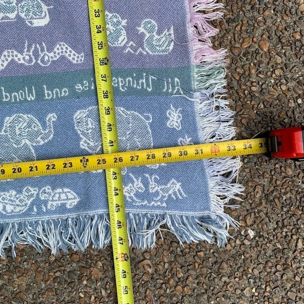 Vintage 1993 MWW All Things Bright and Beautiful Woven Tapestry Throw‎ Blanket